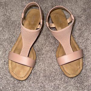 Alfani Vacanza Wedge Sandals Blush Knit 10M